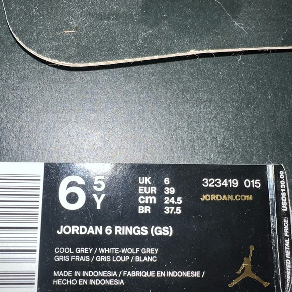Jordan 6 rings size 6.5y - Picture 5 of 5